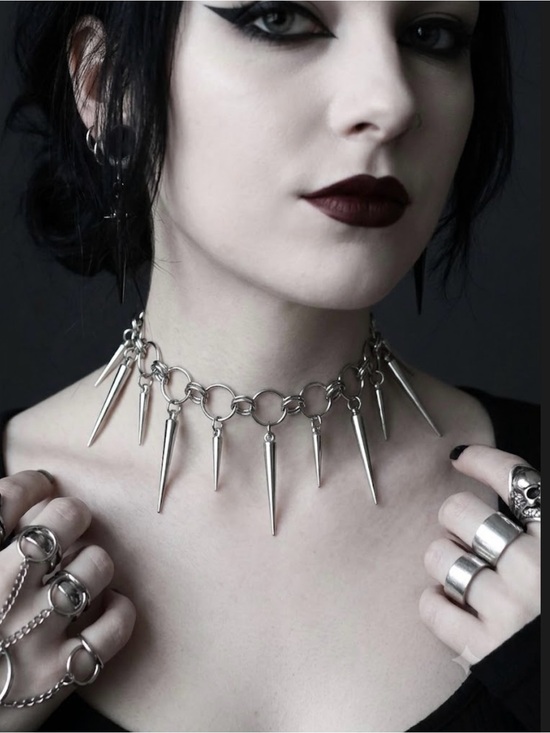 Hand Crafted Jewelry - Hand Crafted Silver Spike Choker Necklace